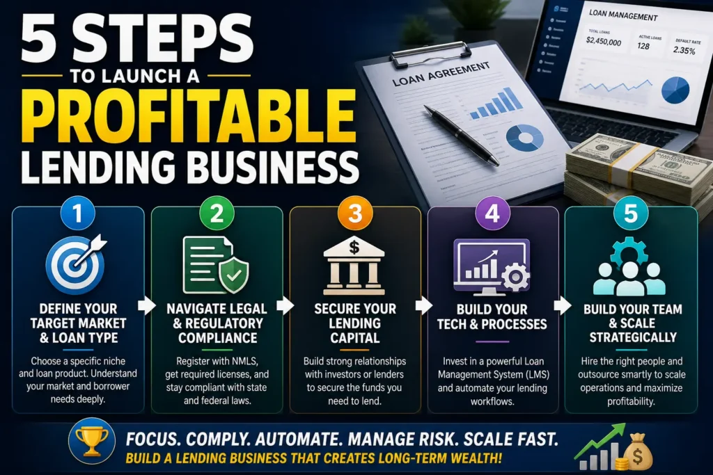 5 steps to launch a profitable lending business including compliance capital software and underwriting process