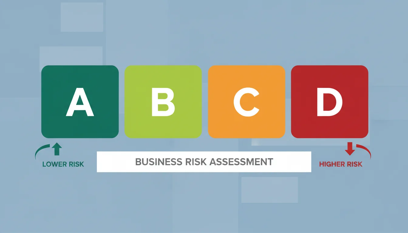 A B C D paper grade classification chart for MCA underwriting risk assessment with green to red color gradient