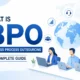 What is Business Process Outsourcing (BPO)? Professional illustration showing a global customer support team, business outsourcing services, and worldwide operations.